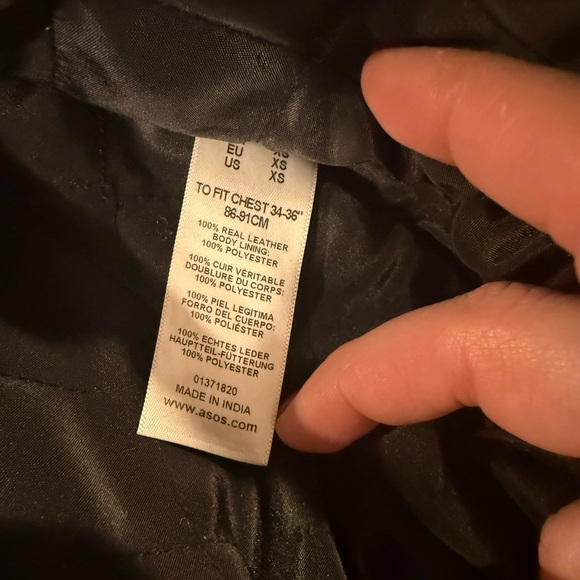 ASOS Genuine Leather Black Bomber Jacket - Picture 4 of 7